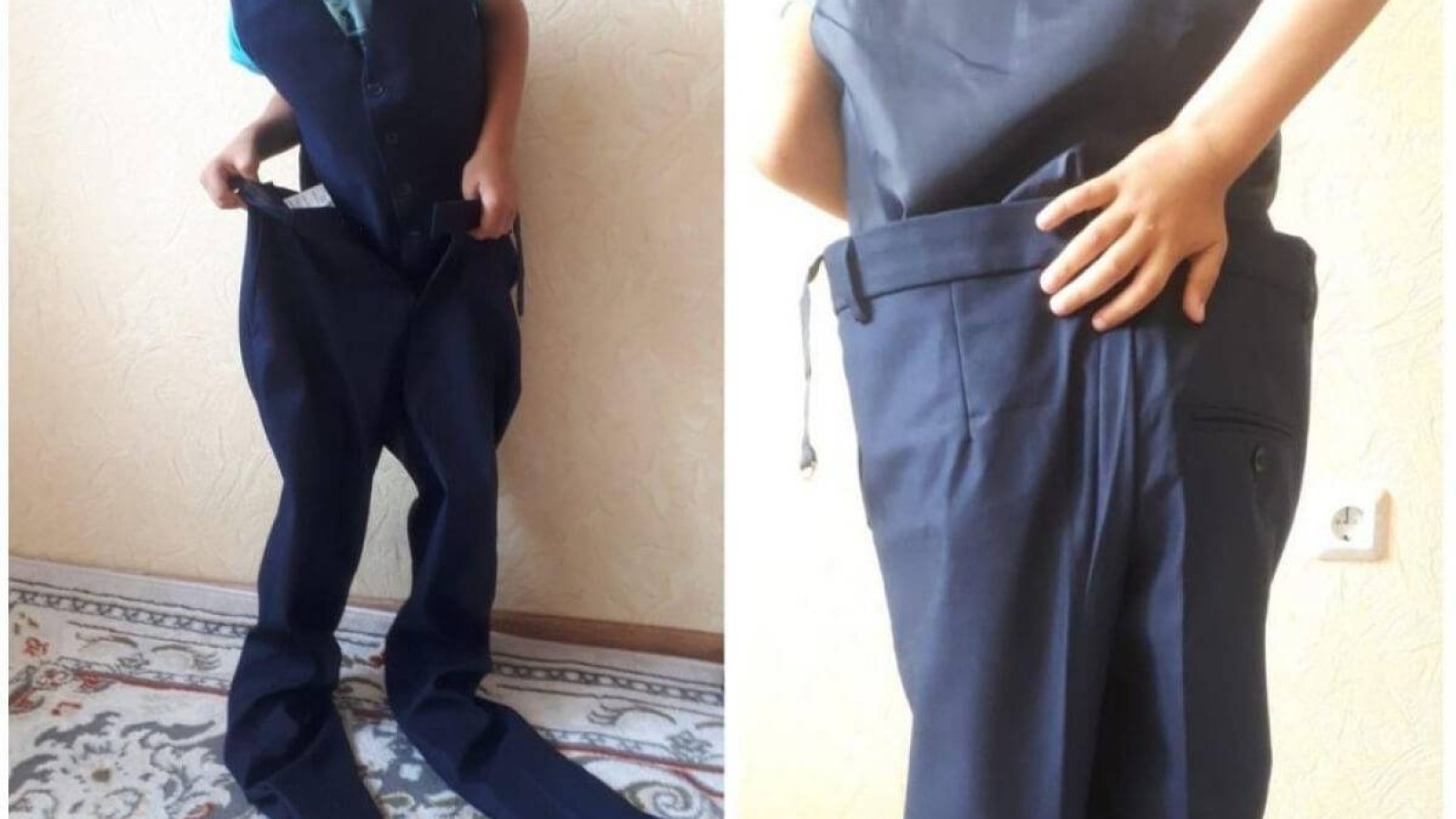 Бірінші сынып оқушысына 10-сынып оқушысының формасын берген.