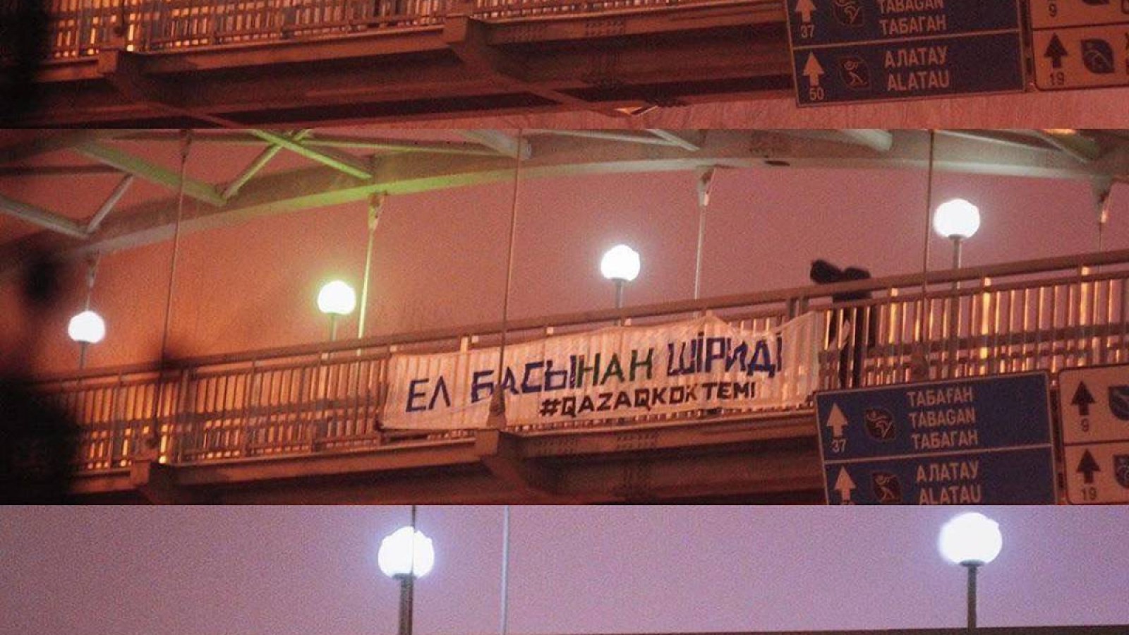 Алматыдағы баннер: Ел басынан шіриді.