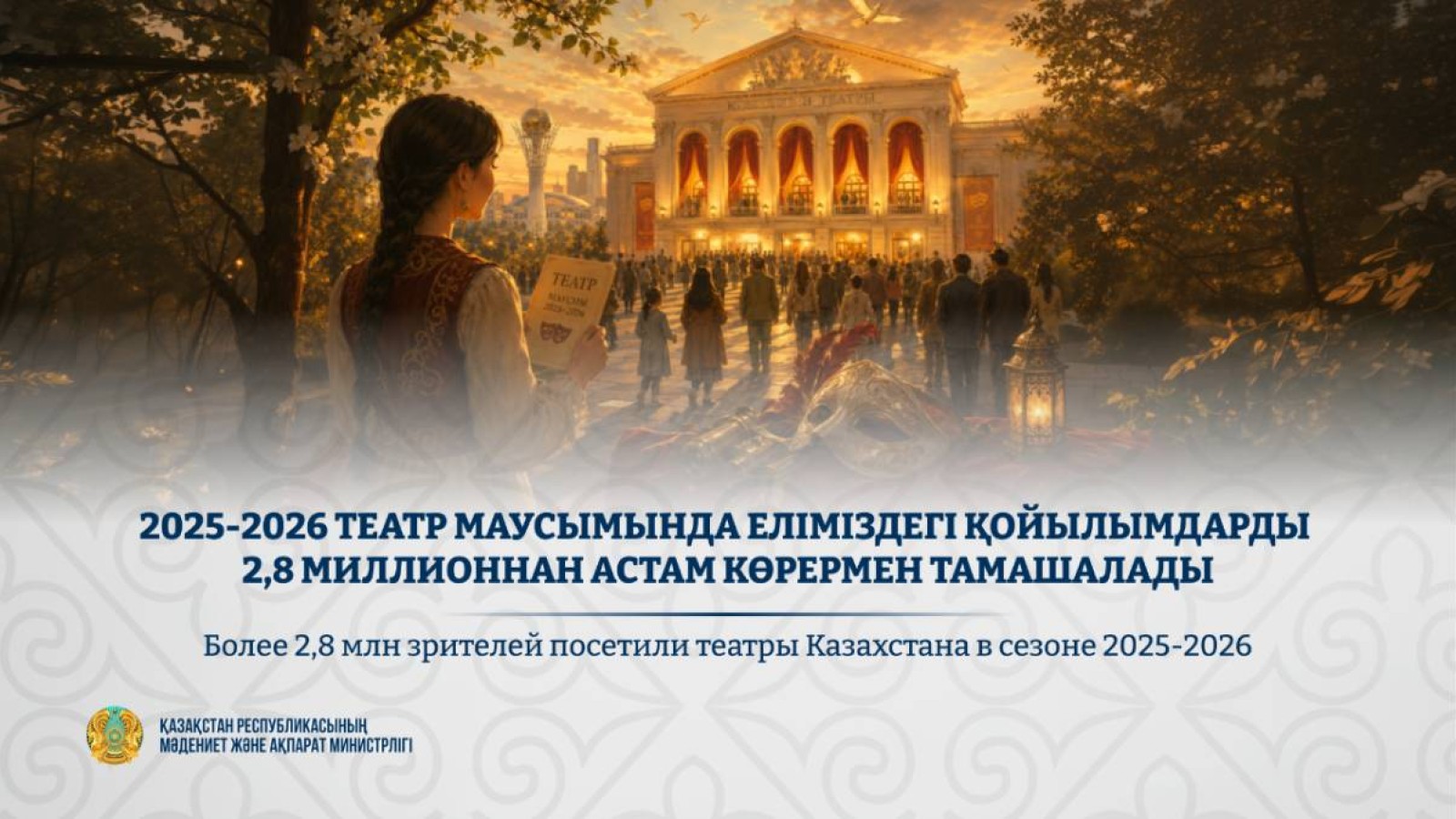 2025-2026 театр маусымында еліміздегі қойылымдарды 2,8 миллионнан астам көрермен тамашалады