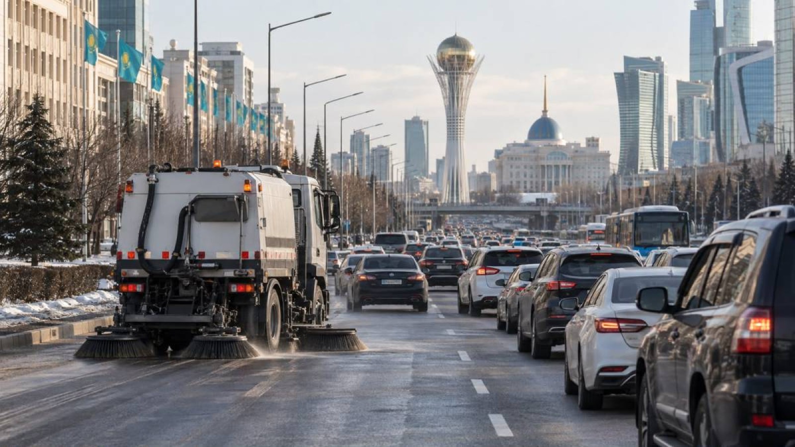 Астанада көлік көп жүретін уақытта жол тазалауға шектеу қойылуы мүмкін