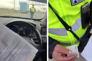 «Барлық жерде ақша талап етеді»: шетелдік Қазақстанда полицейге ақша беріп жатқан сәтін видеоға түсіріп алды