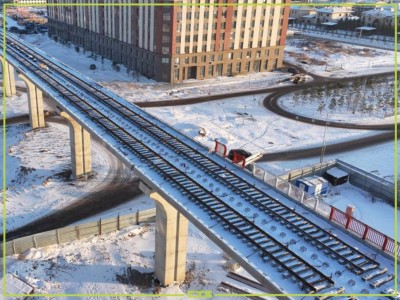 Астанада LRT-нің тәжірибелік бөлігінде жарты шақырым рельс төселді.