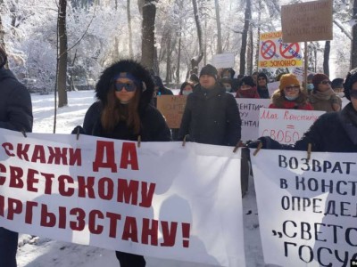 Қырғызстанда жүздеген адам конституцияны қорғау маршына шықты (видео).