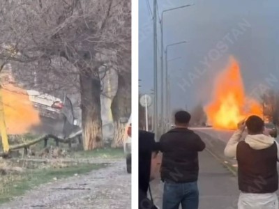 Шымкентте көлік газ құбырына соғылып, жарылыс болды