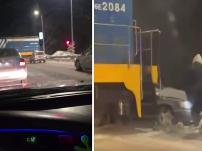 Семейде локомотив жеңіл көлікті теміржол бойымен сүйреп кетті