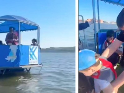 Көкшетауда көл ортасында бұзылып қалған паромнан 25 адам эвакуацияланды
