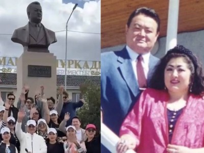 «Екеуі де енді еленіп жатыр»: Мақпал Жүнісованы әріптестері Заманбек Нұрқаділовтың ескерткіші жанында құттықтады