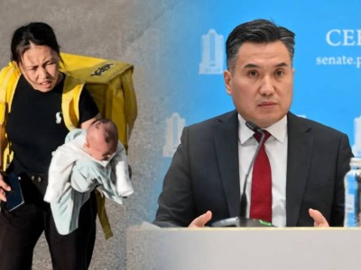 "Күйеуі ауырып жатқан жоқ": Министр баласын арқалап курьер болған әйел туралы жаңа дерек айтты