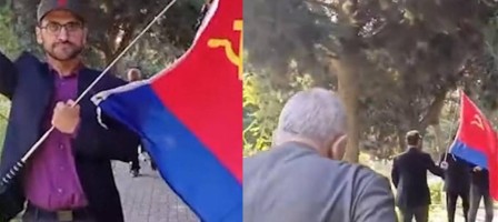 Бакуде КСРО туын көшеде желбіреткендер ұсталды