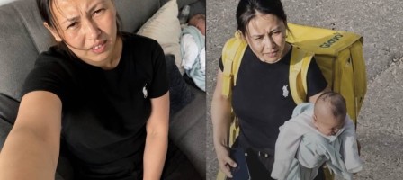 Қолына бала ұстап, курьер болған әйел «табылды»
