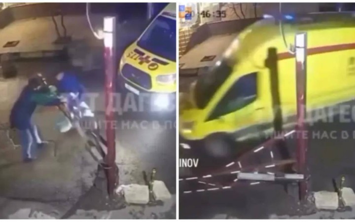 Шақыртуға келген жедел жәрдем үйдің ауласына кіре алмай, шлагбаумды сындырған (ВИДЕО)