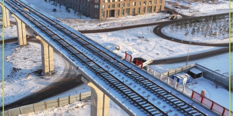 Астанада LRT-нің тәжірибелік бөлігінде жарты шақырым рельс төселді.