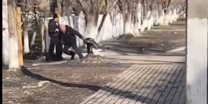 Әйелін шашынан сүйреп, соққыға шыққан адамды 15 күнге қамады (видео).
