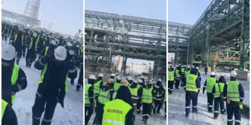 Теңіз кен орнында жұмысшылар наразылыққа шықты.