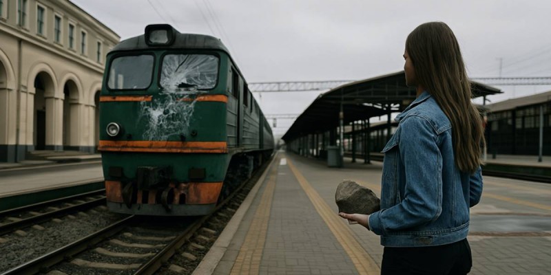 Пойыздан кешіккен қыз оны тас лақтырып тоқтатты