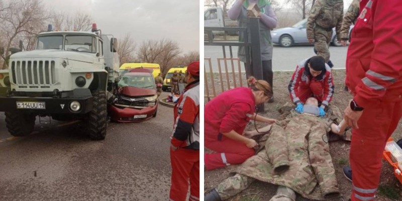 Талдықорған маңында әскери «Урал» жеңіл көлікпен соқтығысты