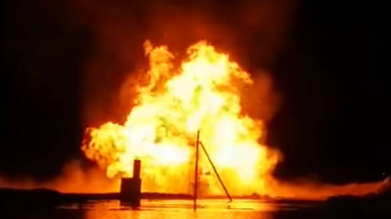 «Қаламқас» мұнай-газ кен орындағы өрт (видео).