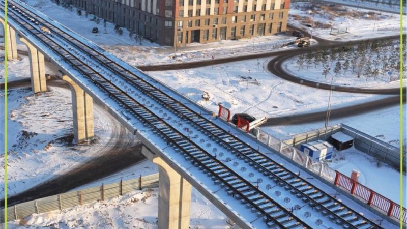 Астанада LRT-нің тәжірибелік бөлігінде жарты шақырым рельс төселді.