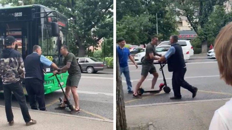 Алматыда самокатшы мен автобус жүргізушісі төбелесті.