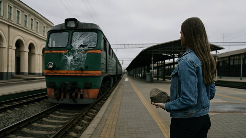 Пойыздан кешіккен қыз оны тас лақтырып тоқтатты