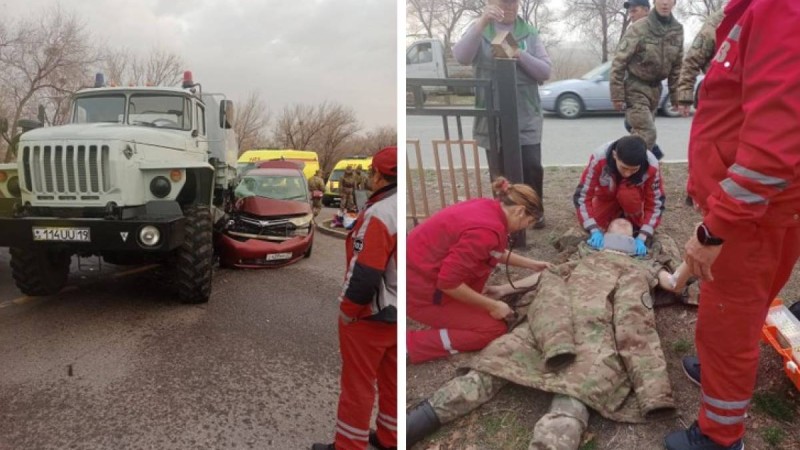 Талдықорған маңында әскери «Урал» жеңіл көлікпен соқтығысты