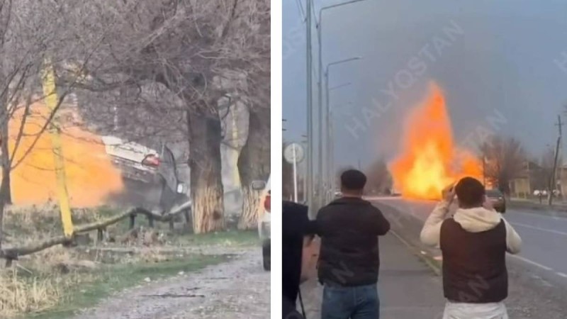 Шымкентте көлік газ құбырына соғылып, жарылыс болды