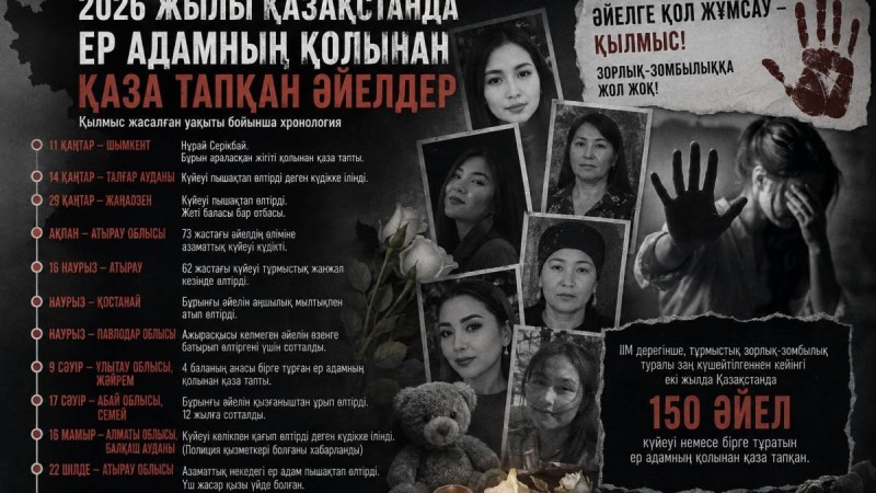 Биыл күйеуінің, сүйіктісінің қолынан қаза тапқан әйелдер саны қанша?