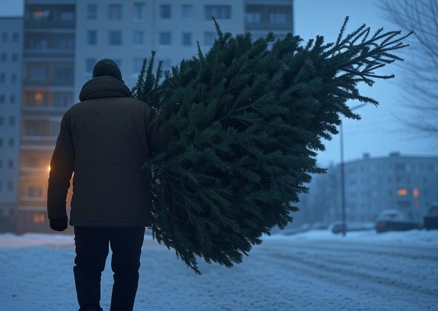 В Уральске похищена новогодняя елка со двора дома