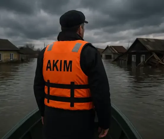 Аким СКО обследовал на лодке подтопленный пригород Петропавловска