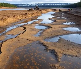 Актобе: Водохранилище мелеет, обнажая дно и добычу песка