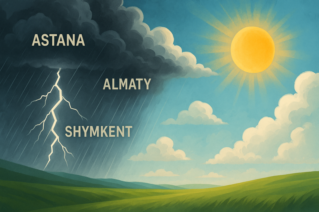 Грозы, жара и пыльные бури: прогноз погоды в Астане, Алматы и Шымкенте на 20–22 июня