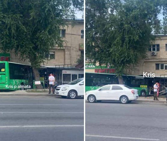 Автобус врезался в здание в Алматы